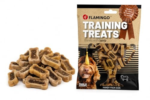 hundeleckerli - leckerli Hund - Trainingsknochen mit Lamm - Trainingssnack - kleine Belohnungshappen - 100 g Flamingo