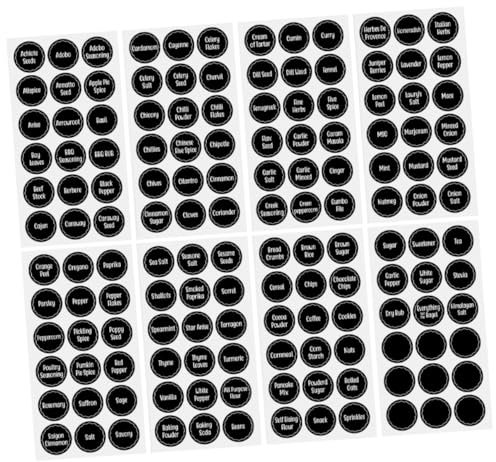 OSALADI 8hojas Etiquetas Adhesivas Para Especias Etiquetas Redondas Para Especias De Para Despensa Para Especieros y Frascos De Pegatinas Impermeables y Removibles Para Organización De