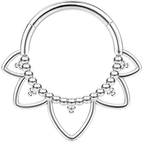 JFGDVW Lotus Septum Piercing Jewellery, Stainless Steel Daith Piercing Jewellery, For Women Men(Silver)