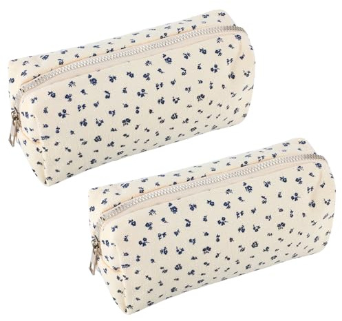 TIESOME 2 Stück Blumen Federmäppchen, Schlamppermäppchen Mädchen Federtasche Mäppchen mit Reißverschluss Pencil case und Kann als Spielzeugtasche Kosmetiktasche Geldtasche Schlüsseltasche