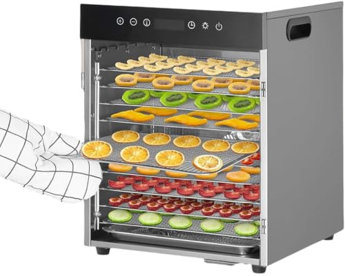 Déshydrateur Alimentaire Commercial Avec Plateaux En Acier Inox 10/12,Panneau Tactile LED,Contrôle De Température 30 à 90℃ Et Minuterie 48H,Séchoir Alimentaire Pour Fruits,Légumes,Viande,12Layer