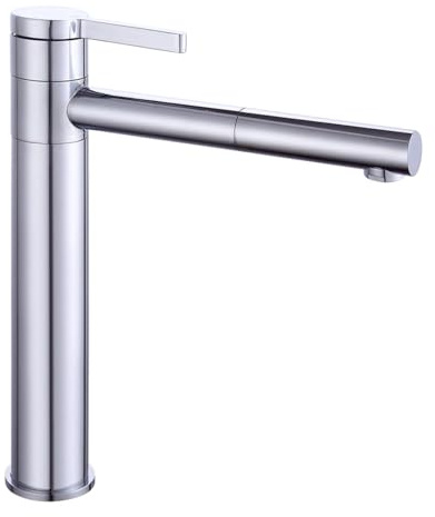 Rubinetto alto, girevole a 360°, lavabo da bagno, miscelatore monocomando, per bagno (ottone, argentato)