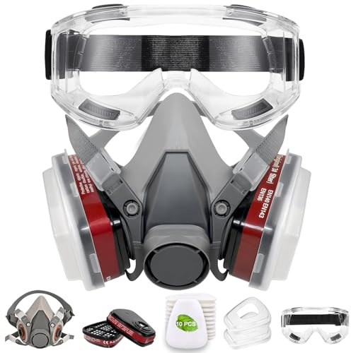 LJJYIJUN Respirator Mask with Filters - Spraying Mask, Face Mask for Resin, Paint, Chemical, Woodworking