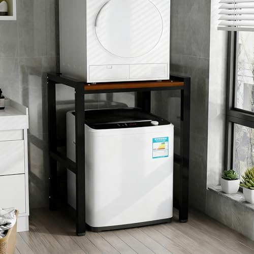Waschmaschinenschrank,über dem Waschmaschinenregal,Waschmaschine Trockner Schrank Regal 3 Höhenverstellbar,Tragfähigkeit 400 kg,für Badezimmer Küche Balkon Waschküche(Flip Model - Black b)