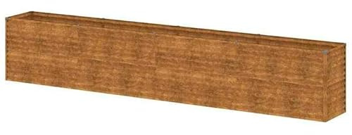 Aiuola rialzata da giardino in acciaio corten, 385 x 50 x 69 cm, durevole e resistente alle intemperie, per verdure, erbe e fiori, ideale per piccoli giardini e terrazze
