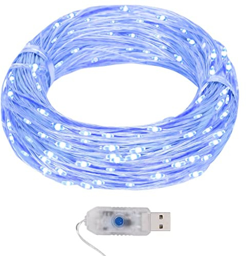 Mokuyary LED-Lichterdraht 40 m 400 LED Blau 8 Funktionen Feiertagsgirlande für Weihnachtshochzeitsparty Kränze Innen Außen, Hängende Weihnachten Girlande, Tannengirlande für Kamin Haustür Dekoration