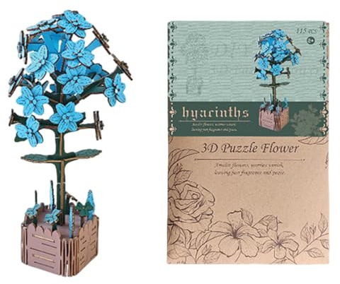 Youngwier Puzzle en Bois 3D - Kit Modèle Fleur à Assembler | Casse-Tête en Bois 3D - Jeu Créatif, Décoration Maison, Détente, Idée Déco Étagère et Table