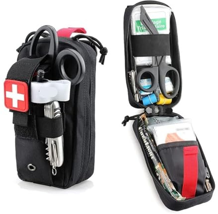 Genérico Kit De Trauma Portátil IFAK Bolsa Táctica De Primeros Auxilios – Bolsa Médica MOLLE EMT Con Soporte Para Torniquete Y Parche Cruzado (Negro)(Black,1 PCS)