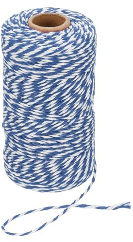 PATIKIL 100m Butcher String Twine, 2mm Cotton Bakers Decorative Twine String Rope Cord for Gift Wrapping Arts Crafts Party Kitchen Gardening, Dark Blue White