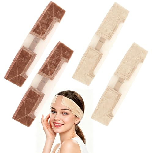 4PCS wig band Adjustable wig band to hold wig in place, Non-Slip Velvet Elastic wigs grip Invisible Lace Breathable for Women All Head Sizes Hair Loss Cosplay(Beige+Light Brown)