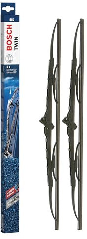 Bosch Balais d'Essuie–Glace Plats Conventionnel Twin 550, Longueur: 550mm/550mm – 1 Paire de Balais avant