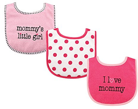 Luvable Friends Unisex-Baby-Lätzchen aus Baumwolle, mit Faserfüllung, Girl Mommy 3er-Pack, Einheitsgröße