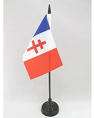 AZ FLAG Drapeau de Table France Général de Gaulle 15x10 cm Socle Plastique | Usage intérieur Drapeau de bureau français Charles de Gaulle finition cousue et bords renforcés polyester 100D