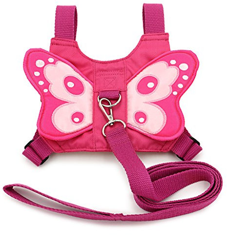 Sicherheitsgurt, Sicherheitsgeschirr für Babys und Kleinkinder mit Schmetterlingsflügeln, in pink, mit Sicherheitsleine, von BTSKY