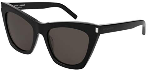 SAINT LAURENT Womens SL 214 KATE-001 55 Woman ACETAT Sunglasses, Black-Black-Grey