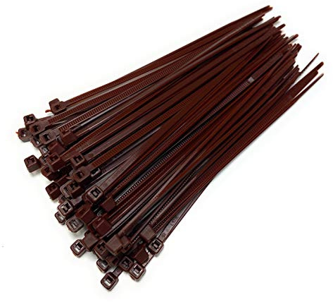 Small Standard Nylon Cable Ties 2.5mm in Width Zip Straps, Pack of 100 (2.5mm x 160mm, Brown)