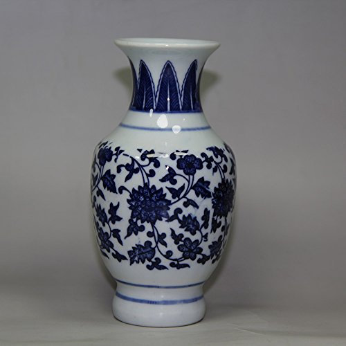 Antiquités Chinois Fleur Peinte à la Main Vase en Porcelaine Bleu et Blanc (3)