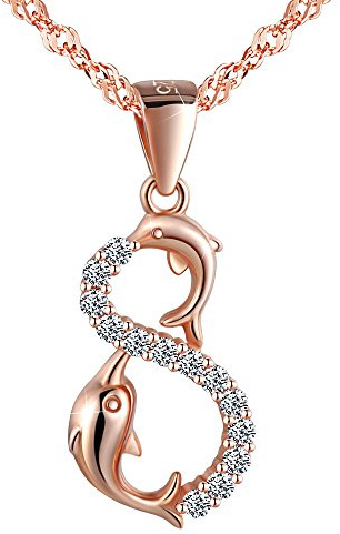 Yumilok Jewelry Collier dauphin en argent 925 Le symbole infini orné zircon brillant Cadeau parfait pour femme fille