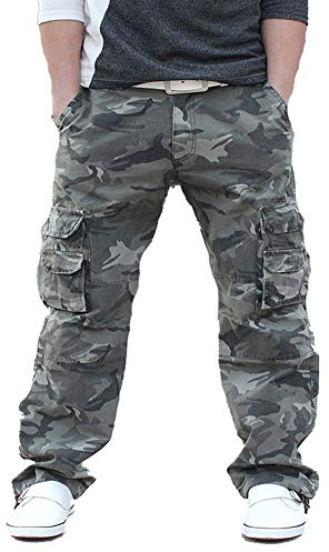 Homme Adultes Combat Pantalons Treillis Militaire Cargo Pantalon de Travail Multi Poches Coton Camouflage en Vrac Loisir