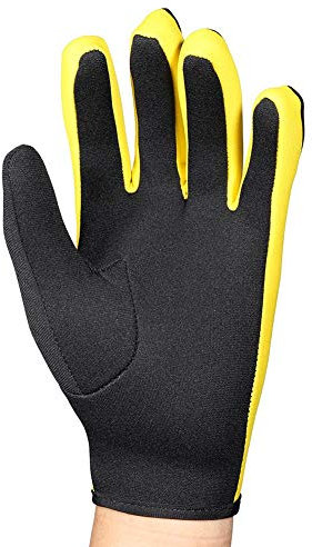 Tauchhandschuhe, 1Pair 3Colors Fünf-Finger-Neoprenhandschuhe zum Tauchen, Schnorcheln, Kajakfahren, Surfen und für alle Wasseraktivitäten(S-Schwarz Gelb)