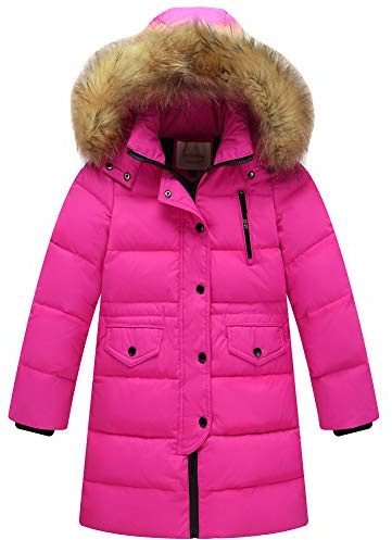 amropi Niño Niña Abrigo Invierno Chaqueta Plumas Caliente Acolchada Largo con Pelo Capucha por 2-12 años