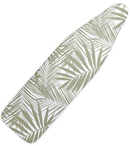 Ironing Board Cover and Pad, 15x54 Inches, Standard Size, Heavy Duty, White Palm Print Design
