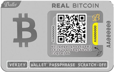 Ballet REAL Bitcoin Lot de 3 – Cartes de stockage à froid crypto physiques – portefeuilles hors ligne sans électronique, sans phrase de récupération à noter, compatibles avec 1 000+ cryptos et NFTs