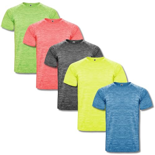 ROLY Confezione da 5 magliette funzionali da uomo Austin 6654 – Maglietta sportiva traspirante a maniche corte, ad asciugatura rapida | perfetta per Gym, Running, Multicolore1., L