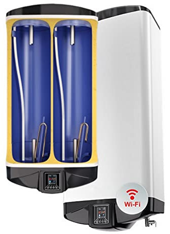 Elektroboiler Warmwasserspeicher WiFi 3300 Watt 230 Volt zur HORIZONTALEN oder VERTIKALEN Montage - 2-Kammer-System - Gehäusetiefe NUR 30cm - 100 Liter