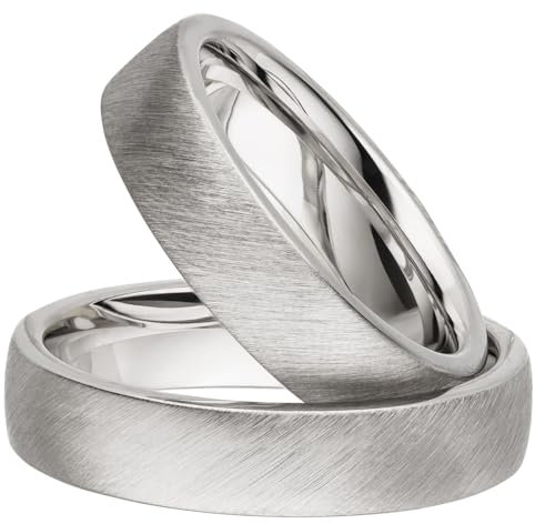 Partnerringe Silber 925 Paarpreis Massiv 5 mm Breite Nickelfrei Freundschaftsringe Trauringe Eheringe 100% Made in Germany- Inkl. Gratis Etui + Gravur (Schrägmatt)
