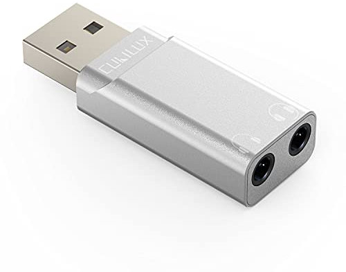 Cubilux USB to Dual Headphone Splitter with DAC - 3.5mm Stereo Audio Adapter, 2X 1/8 Aux Compatible with Lenovo HP Dell Asus Computer Laptop PC