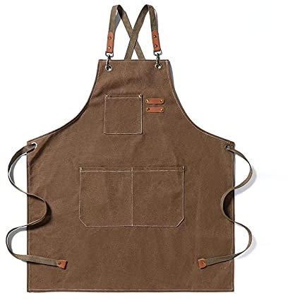 Arbeitsschürze Werkzeugschürze, Wasserdichte Leinwand Tischlerschürze, für Werkstatt Küche Garten Keramik Handwerk Holzbearbeitung Friseur Maler, für Männer Frauen(Color:E)