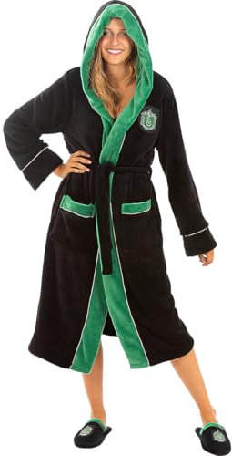 Funidelia Bata Oficial de Slytherin - Harry Potter para hombre y mujer, Merchandising Hogwarts adultos para regalar en Navidad y Cumpleaños., Disfraces de Carnaval, Halloween y Fiestas – Talla S-M