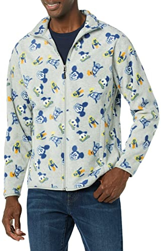 Amazon Essentials Disney | Marvel | Star Wars Men's Polar Fleece Full-Zip Mock Insulated Outerwear Jackets, Mickey and Friends, X-Large