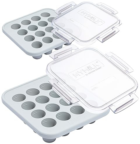 Souper Cubes MyMilk Gefriertablett für Babynahrung mit Deckel – 0,5 ml Silikon Muttermilch Gefrierfach – Perfekter Aufbewahrungsbehälter für Babynahrung, Pürees und Muttermilch – Grau