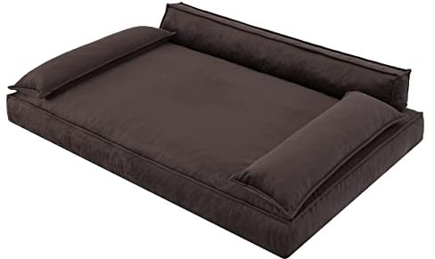 PillowPrim Hundebett Hundesofa Hundekissen Hundekorb Hundecouch Tierbett Haustierbett Korb Couch Sofa Bett, leichte Reinigung (Größe XL: 99x66 cm, Braun)