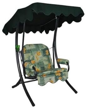 ANGERER Hollywoodschaukel 1-Sitzer grün-orange geblümt | Gartenschaukel Made in Germany, Schaukel zum Sitzen und Entspannen, einfache Montage