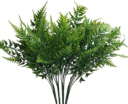 KOSHIFU 4 Pz Piante Artificiali da Interno Esterno Foglie Finte per Decorazioni Felce Persiana Arbusti in Plastica Composizioni Cespugli Finti Primavera Estate per Balcone Giardino Vaso Casa Cucina