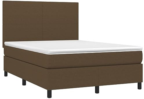 vidaXL Sommier à Lattes de lit avec Matelas Marron foncé 140x200 cm