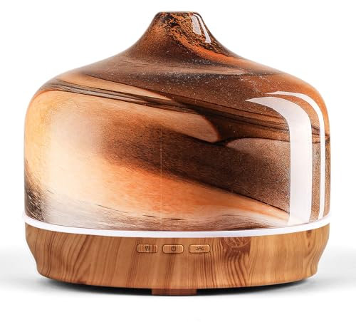Porseme Aroma Diffuser 500ml,Handgeblasen Glas Luftbefeuchter,Ultraschall Aromatherapie Öle Diffusor mit 7 Farben LED Licht,Diffusor für Ätherische Hält 15-21 Stunden,Leise für Wohnung (Deep Desert)