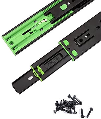 Schubladenschienen Push to Open 300mm-550mm Full Length 3-fach Metallführungen Zur Führung Der Schubladenauszüge Mit Prellpuffern Belastbarkeit 35KG (1 Paar, Schwarz) ( Color : Rebound , Size : 300mm