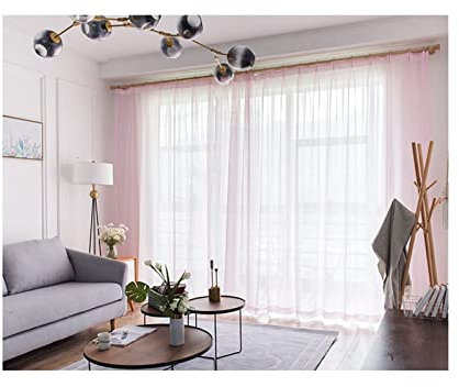 Aotiwe Gardinen Deko, Gardine Pink Einfarbig Rosa Polyester 2 Stücke 107X244cm für Schlafzimmer