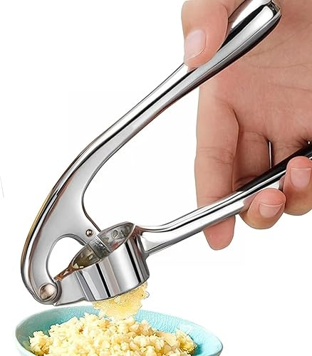 Uadme Knoblauchpresse,Garlic Crusher,Edelstahl Knoblauchwolf,Küche Knoblauchpresse Mit Griff,Knoblauchhackwerkzeug Leicht zu Reinigende Knoblauchpresse