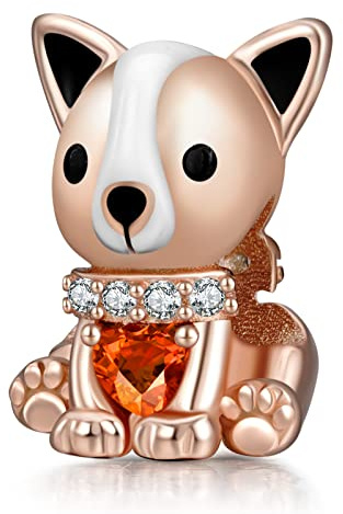 Annmors Charm 925 Perles En Argent Sterling Cute Dog pouravec Zircone,Breloque Compatible pour Européen Bracelets & Collier,fête des mères Anniversaire Cadeau de Bijoux de Noël pour les Filles