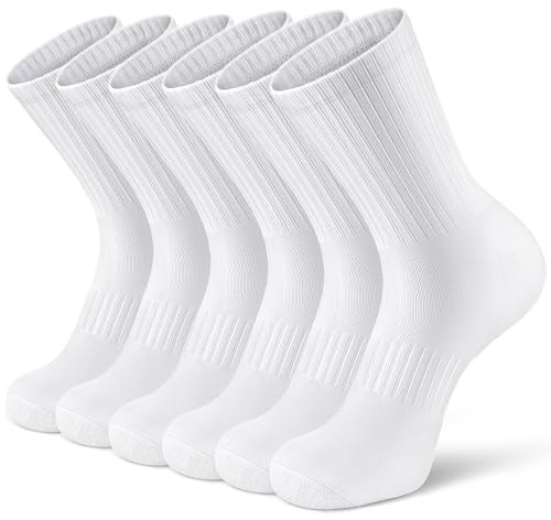Airacker Athletic Socks Sport Running Calf Socks Performance Cushioned Breathable Crew Socks for Men Women(6 Pairs)