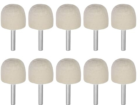 QUARKZMAN 10pz Punte Mandrino Montate Feltro Lana 30mm Punta Trapano Feltro | Lucidatura Ruota, Testa 1/4 Pollici supporto Conico, per Strumento Rotante, Feltro Lana, Lucidatura