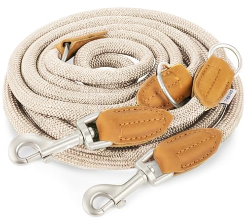 Rudelkönig Führleine Hund Emma - Verstellbare Hundeleine 2,30m Creme