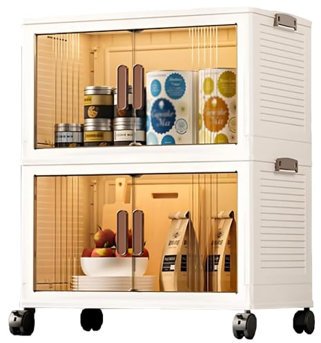 ATMercato – Juego de 2 recipientes de plástico con tapa plegable y ahorro de espacio (48 x 29,5 x 54) – Caja de almacenamiento grande – Caja de almacenamiento para niños – Almacenamiento de