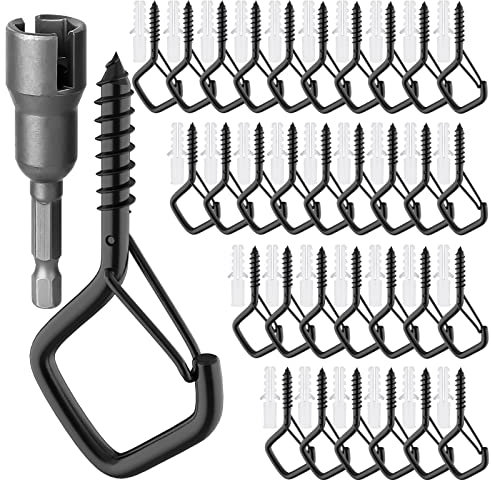 GIPTIME Ganci a Vite, Occhielli a Vite per Legno, Ganci a Vite per esterni, Gancio da parete, Gancio da Soffitto per appendere Piante, Gancio Avvitabile in Acciaio inox con fusibile (Nero-18)