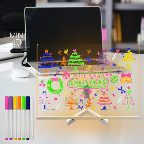 Laysinly acrylique tableau effaçable à sec avec Light up Stand, 30 x 40 CM gradation tableau lumineux, marqueur 7 couleurs,Menu mémo, dessin, lumière chaude LED pour la maison, l école, le travail
